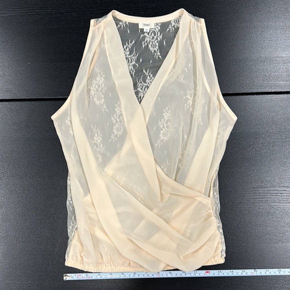 Tobi Sheer Blush Tank Top with Lace Back - S - Picture 10 of 12